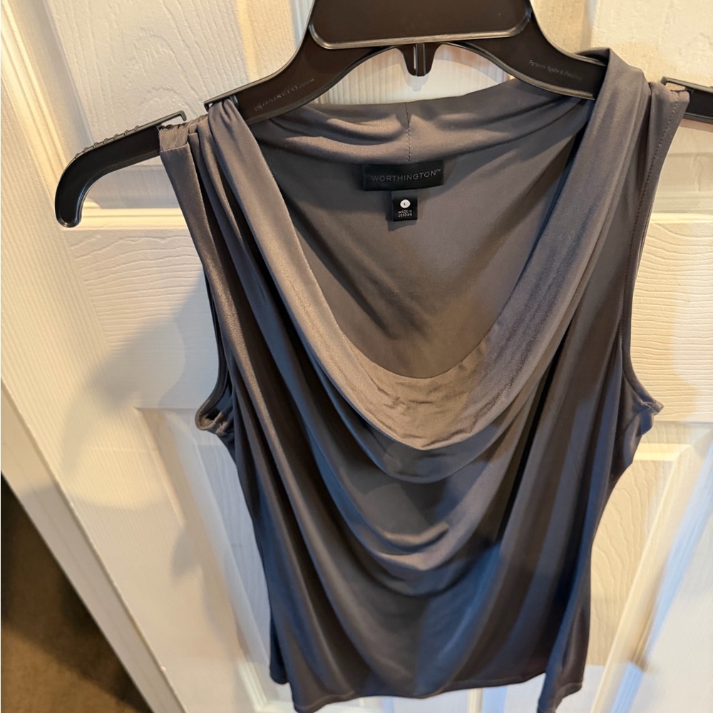 Worthington Charcoal Sleeveless Blouse